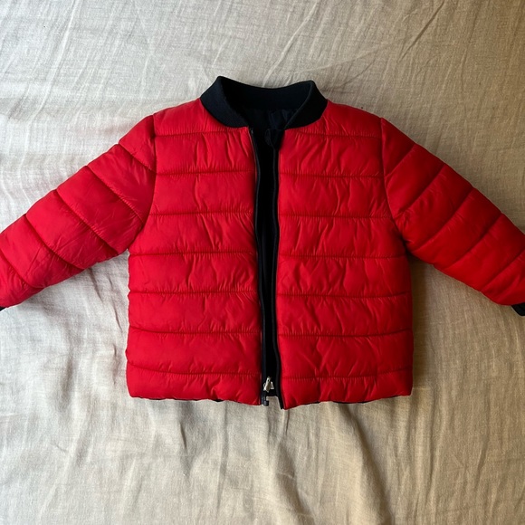 Reversible Red/Navy Blue Jacadi Puffer Jacket for Kids Like New - Picture 3 of 4